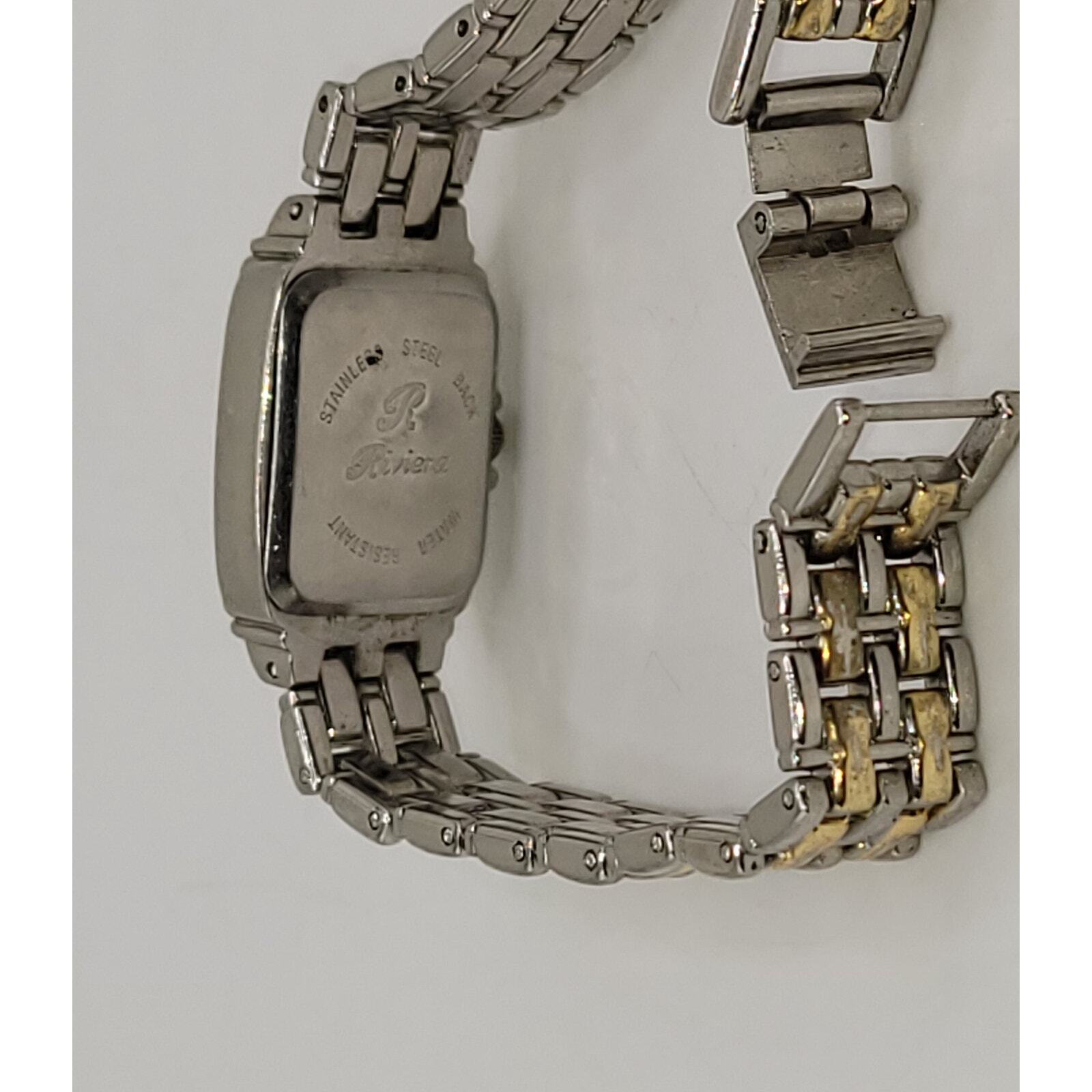 Riviera Quartz Silver Gold Toned clasp band Vintage New battery