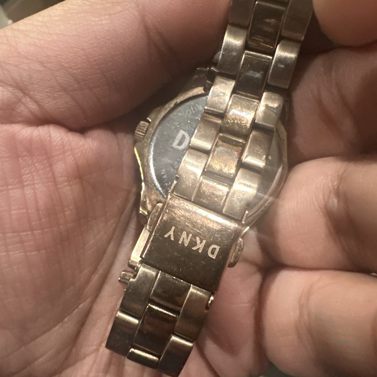 Working DKNY Women’s Eldridge Grey Dial Rose Gold-tone Ladies Watch 32mm Fit 8in