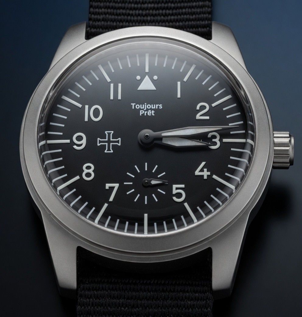 Toujours Pret Mechanical military flieger watch Blasted stainless steel 39mm
