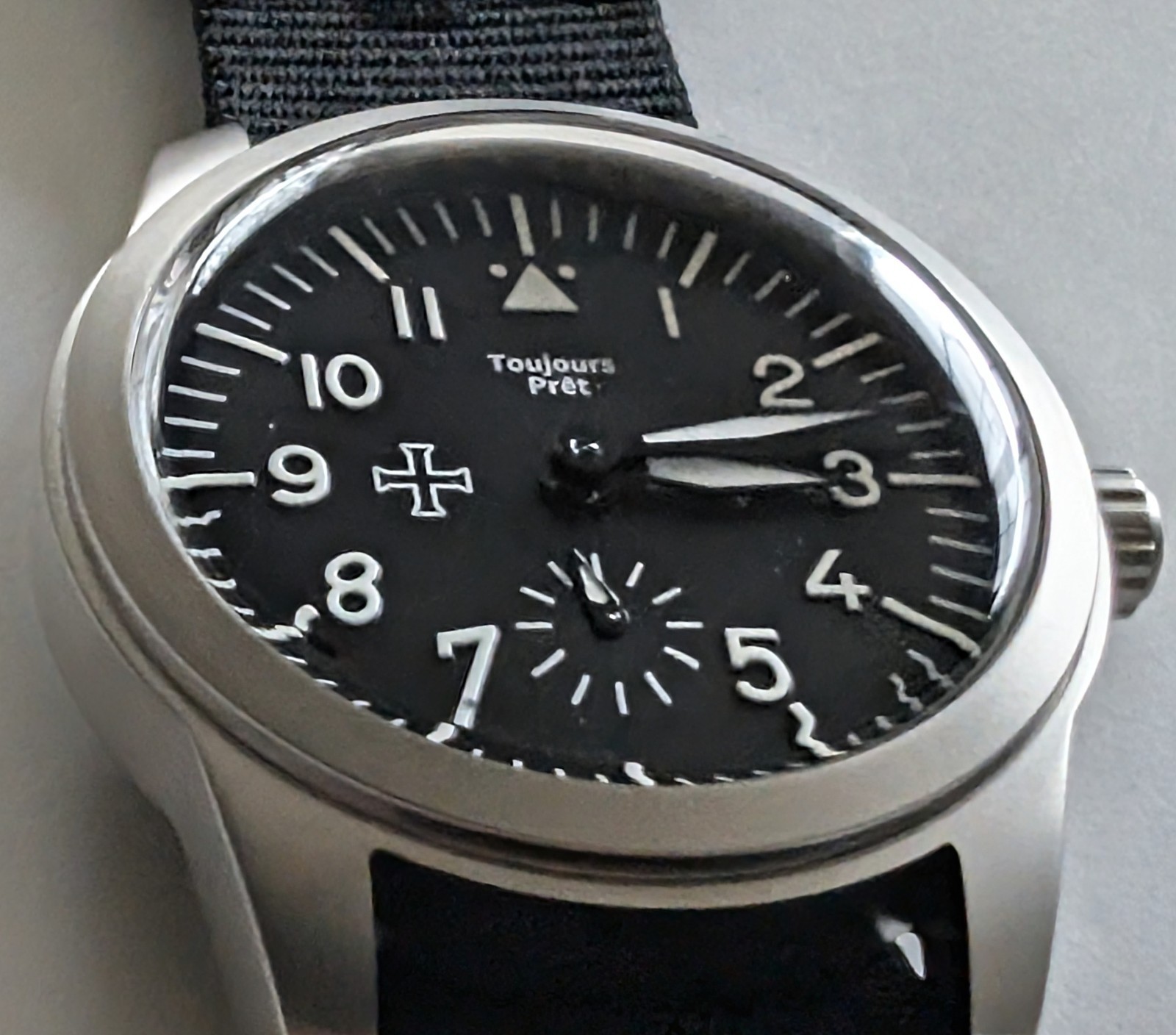 Toujours Pret Mechanical military flieger watch Blasted stainless steel 39mm