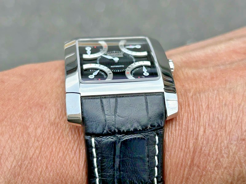 Jean d’Eve Quarta Automatic 927051NAAAK Retrograde Mens Watch Black Leather Box