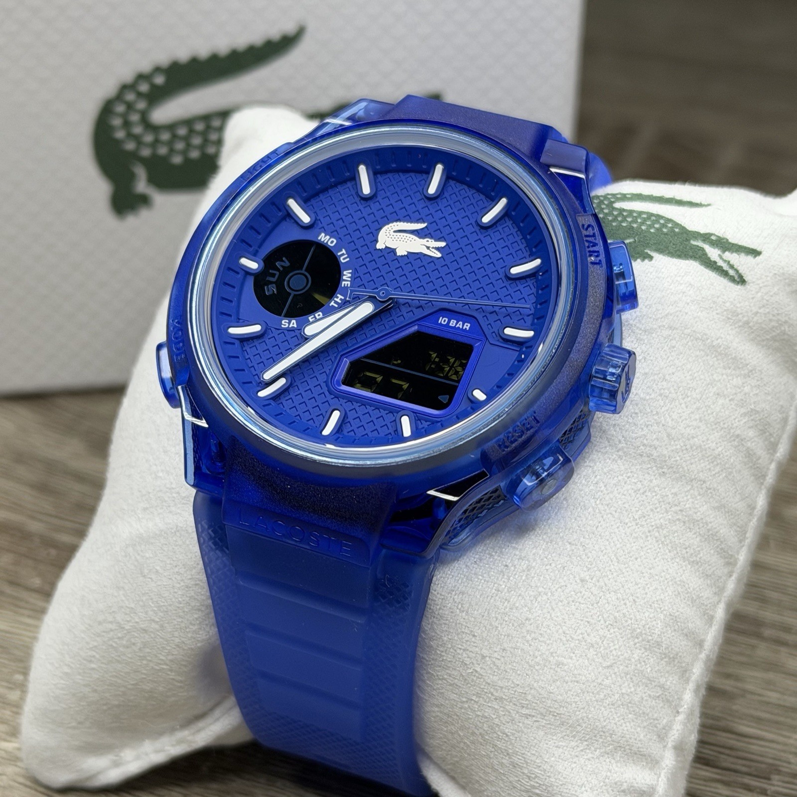 NEW✅ Lacoste LC33 Analog & Digital Blue Silicone Strap Men Watch 45mm 2011429