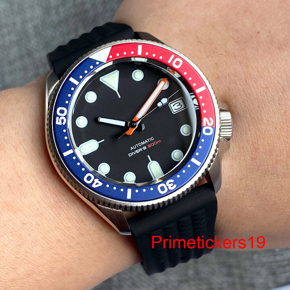 Tandorio 37mm NH35A Men Lady Automatic Watch 20Bar Black Dial Sapphire 3.8 Crown