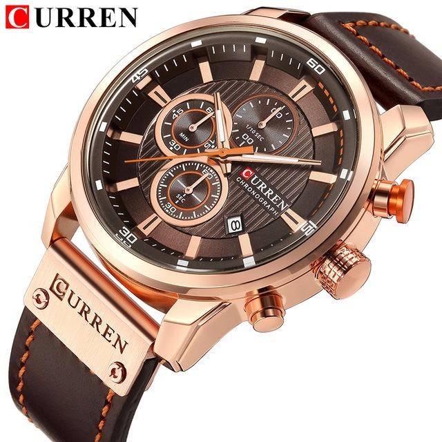 CURREN Watch for Men Japan Quartz Movement Leather Strap Big Dial watch