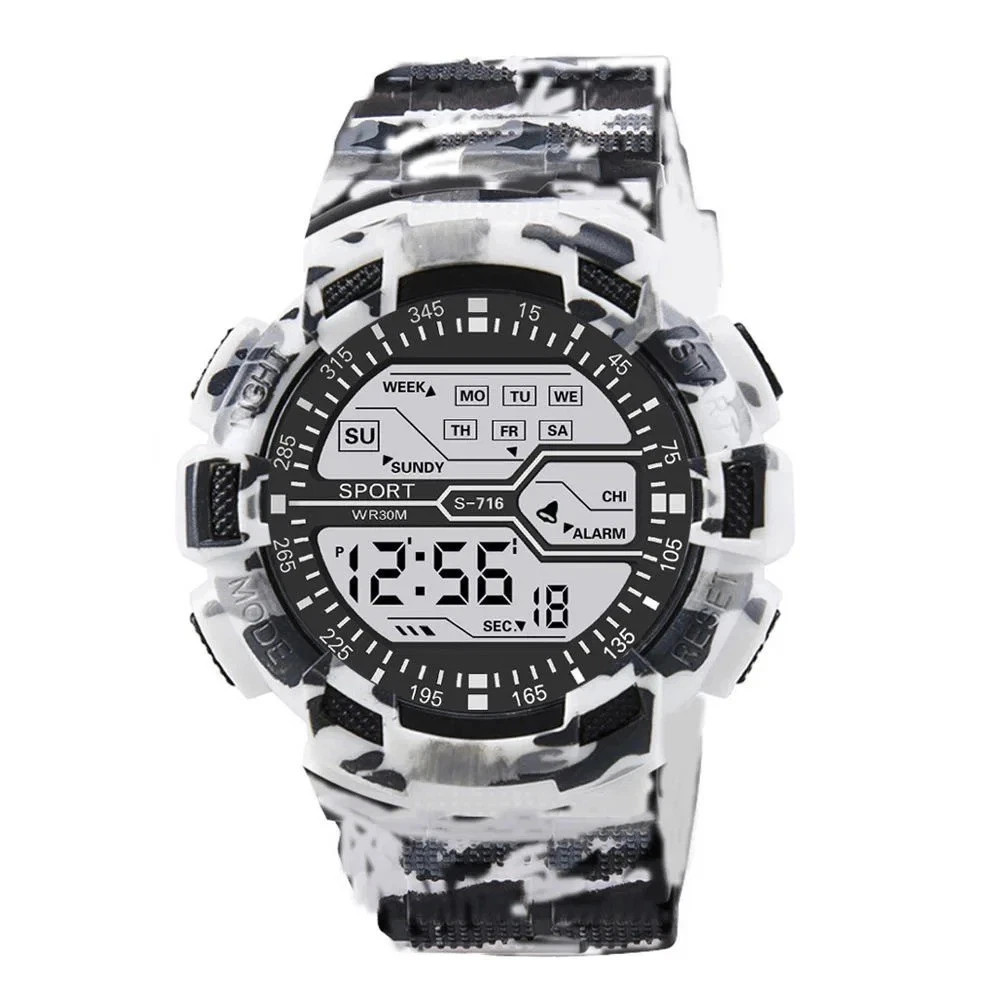 Men’s Digital Sports Watch LED Waterproof Shock Resistant Large Screen Wrist