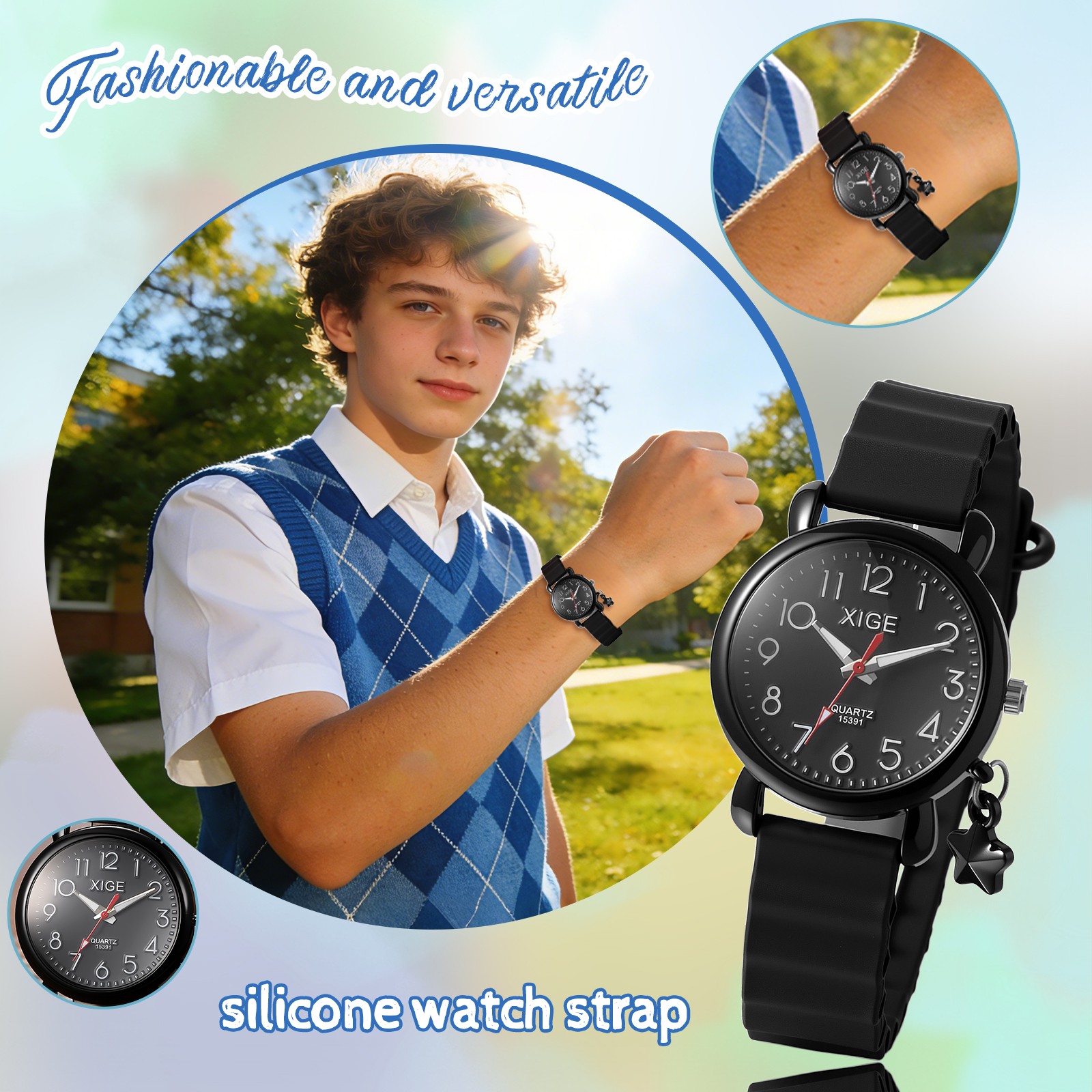 Students Silicone Strap Quartz Sport Wrist Watch Macaron Color Teen Holiday Gift