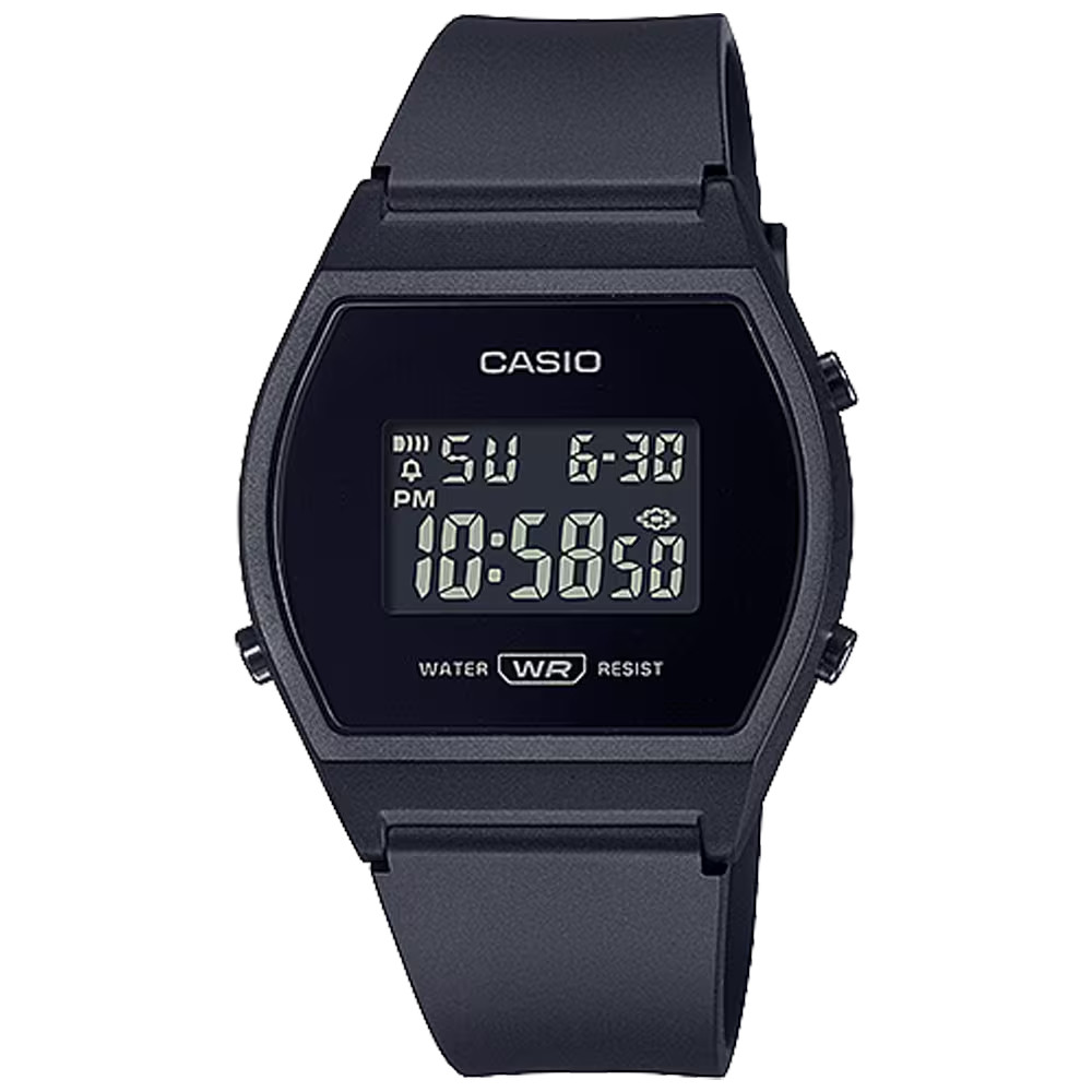 Casio LW-204-1BCF Retro Digital Watch Black Resin Alarm Stopwatch LED Womens NEW