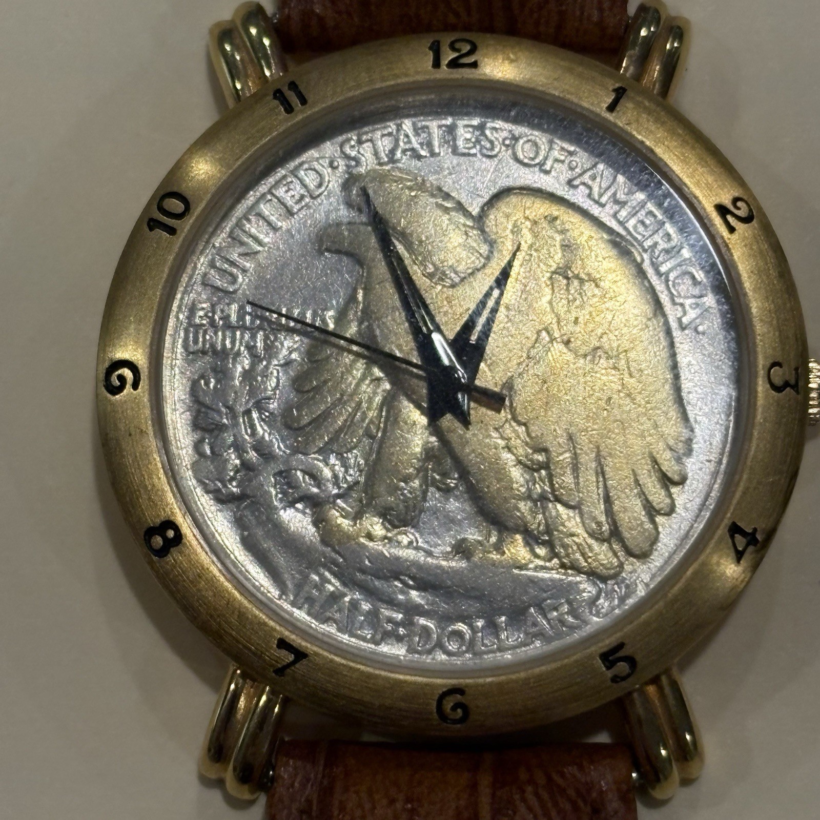 BRITTANIA Coin Dial HALF DOLLAR Quartz Analog Men’s Watch Working