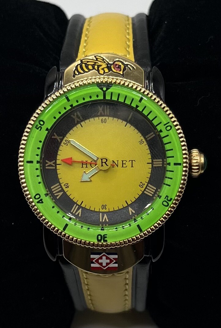 Swiss Hawaiian «Hornet» Watch Yellow/Black Dial and Green/Gold Bezel Without Box