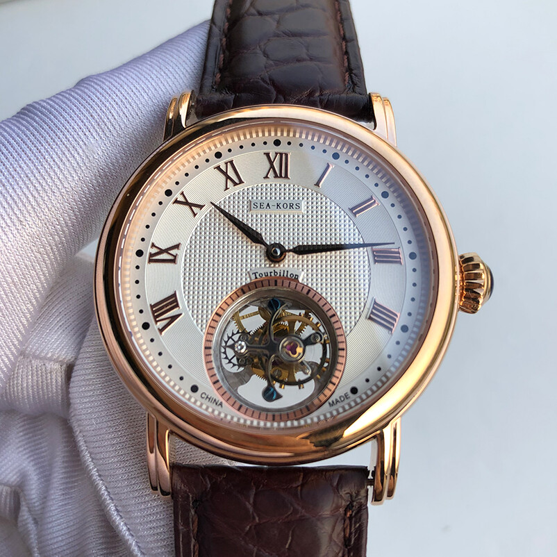Sugess Seakors Genuine Tourbillon Seagull ST8000 Mechanical Mens Watch SE8000GW
