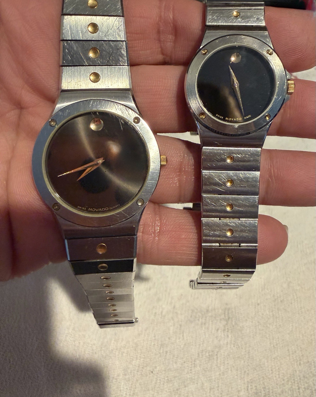 Pair Of Vintage Movado Museum Sport His And Hers Watches