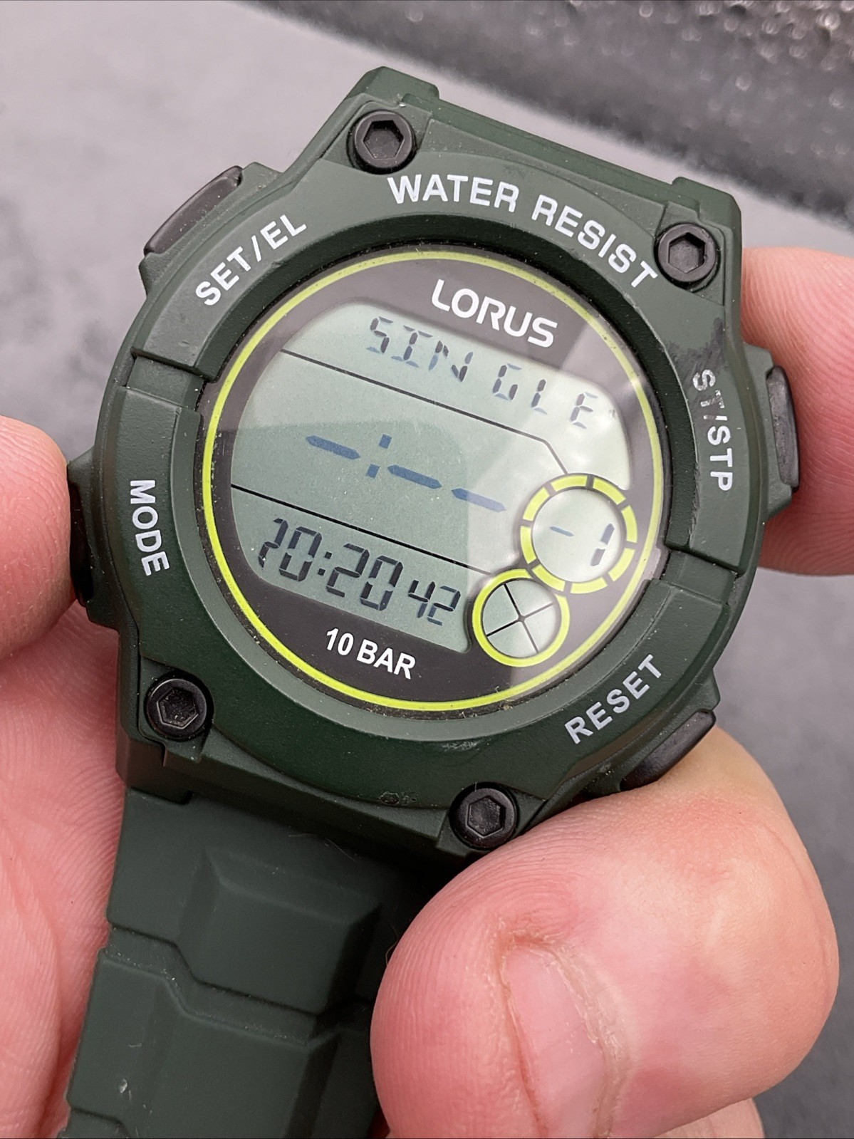 LORUS MULTIFUNCTION DIGITAL WATCH GREEN SILICONE STRAP NEW WITHOUT BOX