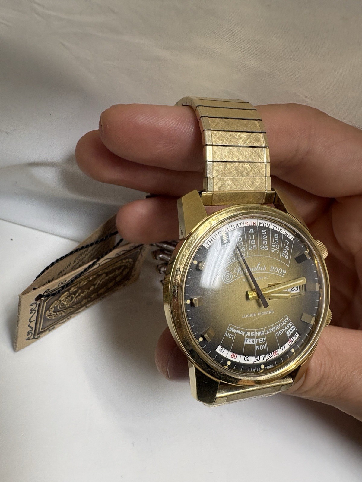 Rare Lucien Piccard Romulus 2002 Automatic Swiss Calendar Watch Full Set Works!