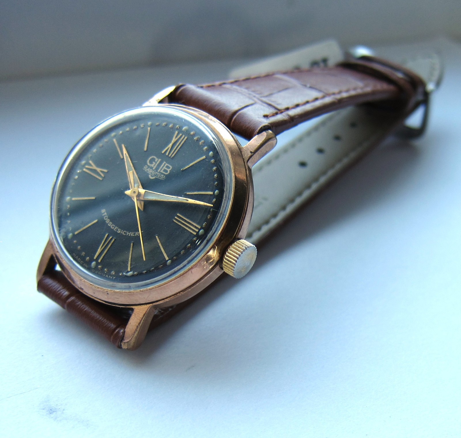 Vintage GUB Glashütte Watch Cal. 60.1 Central Seconds Gold Plated case d=33.4mm