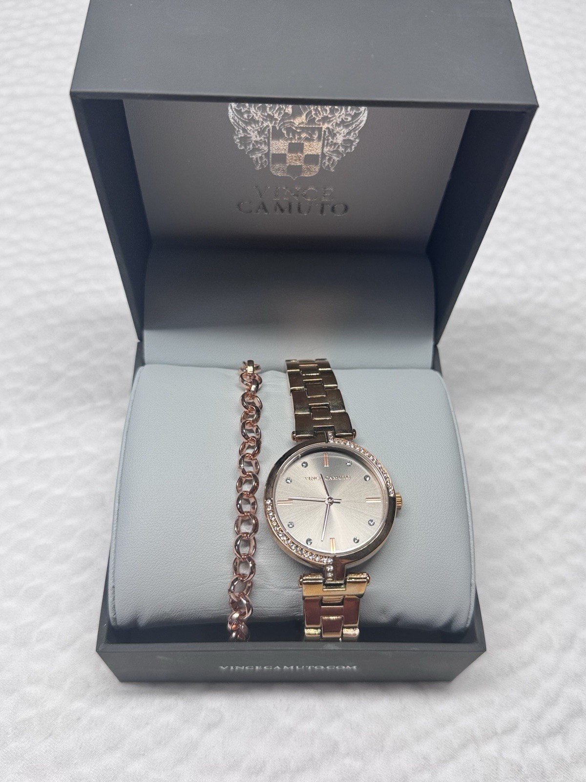 Vince Camuto VC/5416 PC21 Rose Gold Watch & Bracelet Set Box Untested 17cm