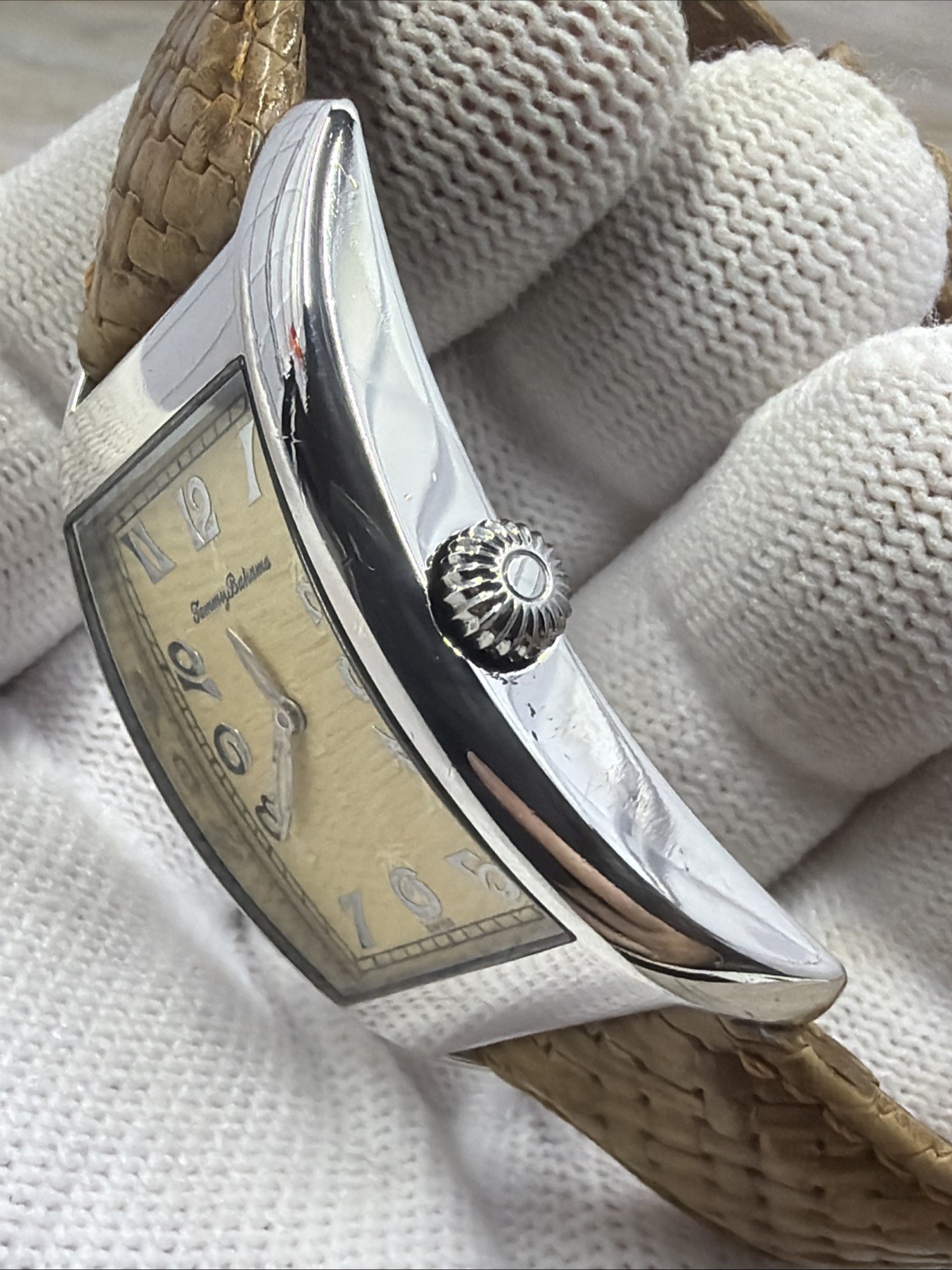 LUXURY TOMMY BAHAMA STERLING SILVER .925 Swiss Made Mens Tank Watch TB1026 Boxed