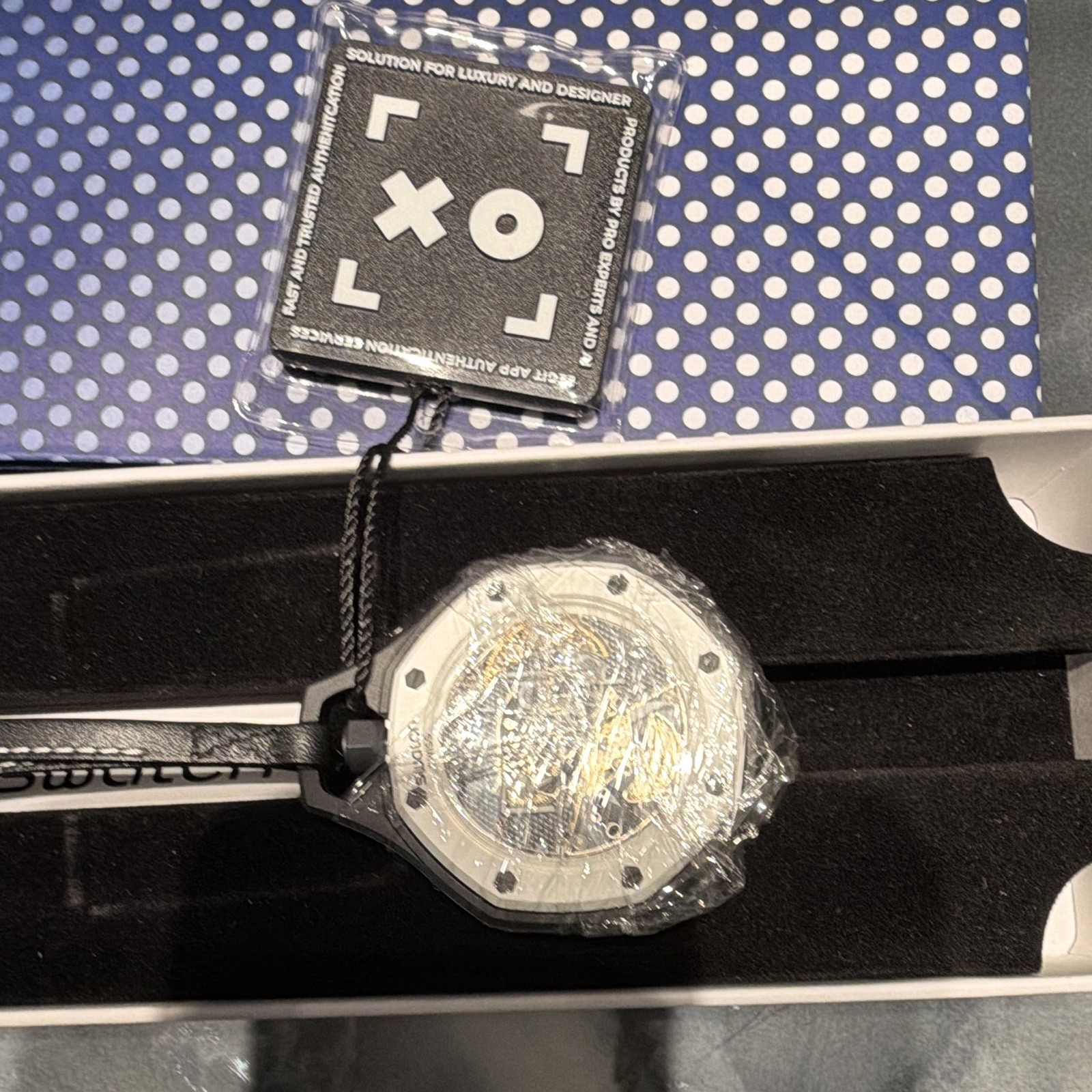 Swatch x Audemars Piguet Royal Oak Quartz Black Dial Silver Case Leather Box