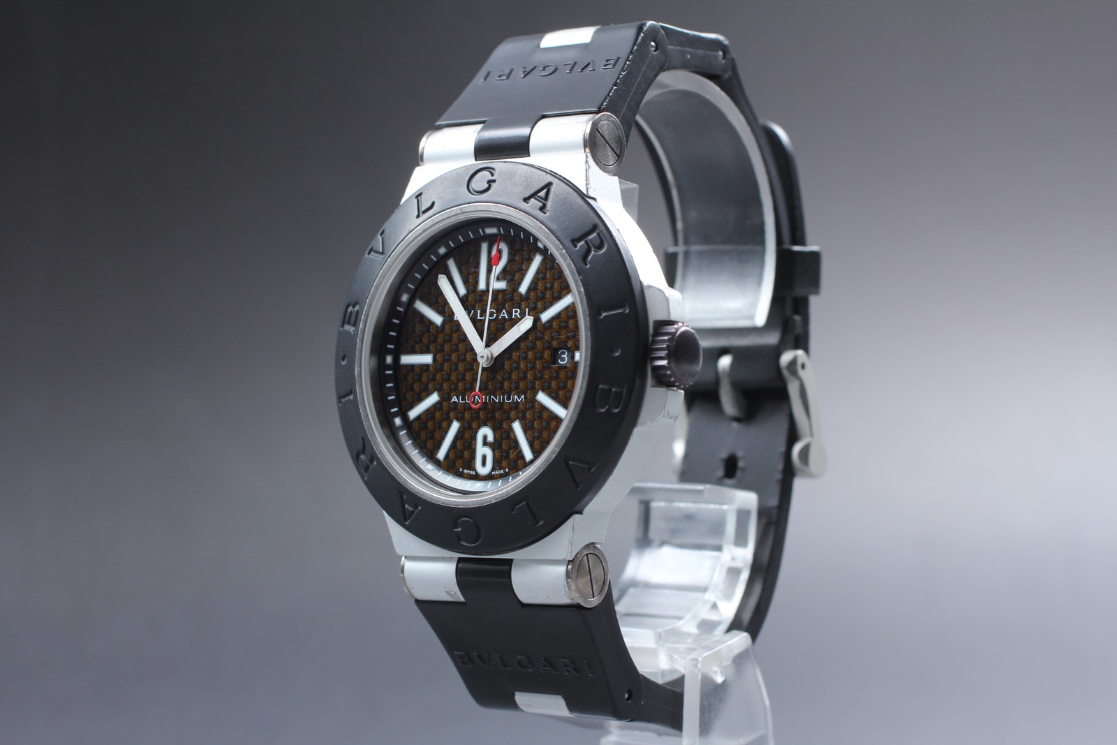 BVLGARI Diagono AL44TA Black Dial Automatic Date Men’s Watch 44mm JAPAN