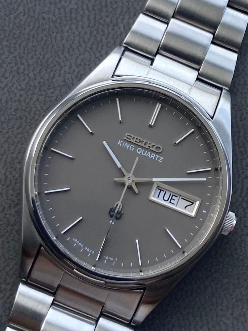 Seiko King Quartz 48 Model Gray Dial Vintage Watch No Box