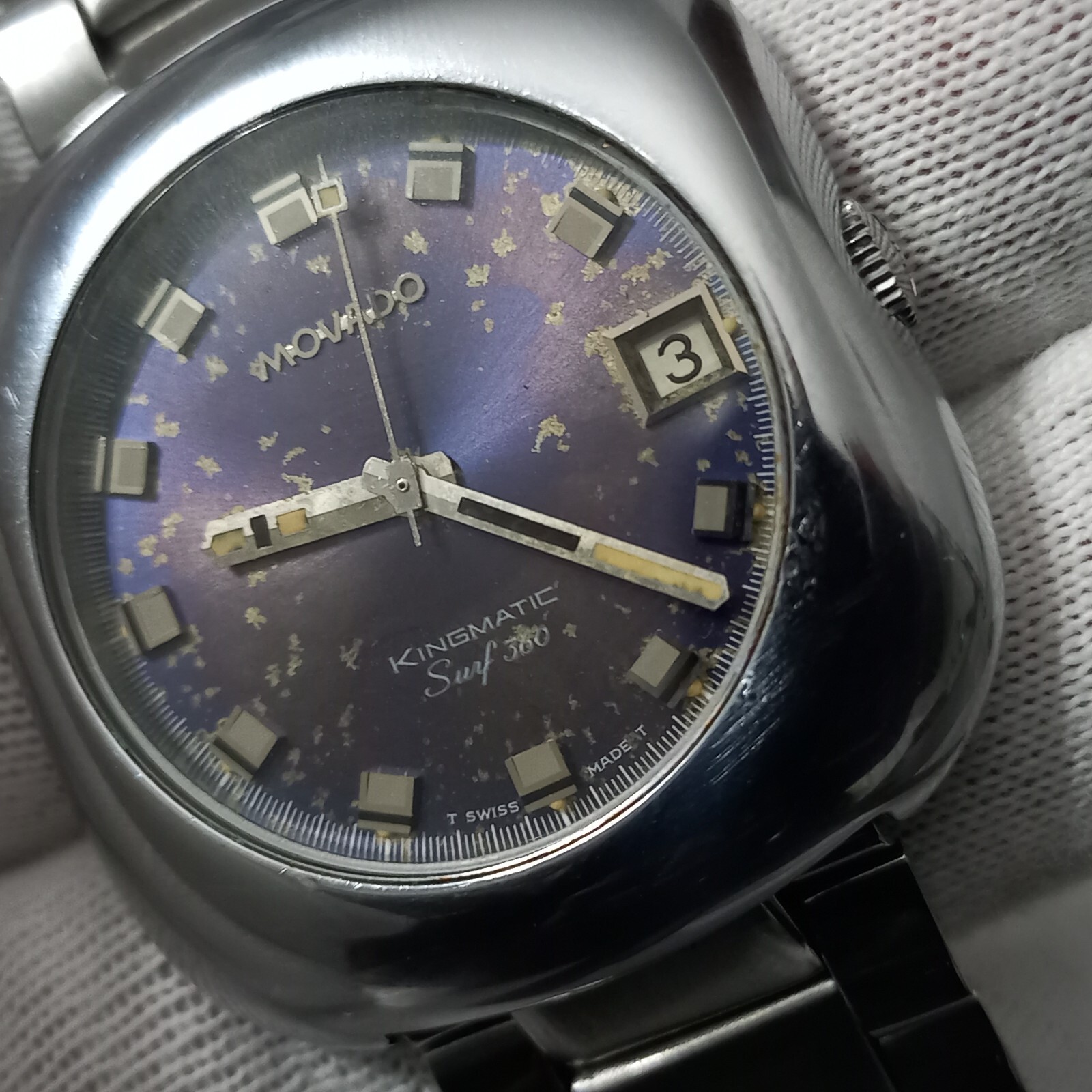 MOVADO KINGMATIC SURF 360 SUB-SEA 10ATM + ORIGINAL 1969 GAY FRERES BRACELET