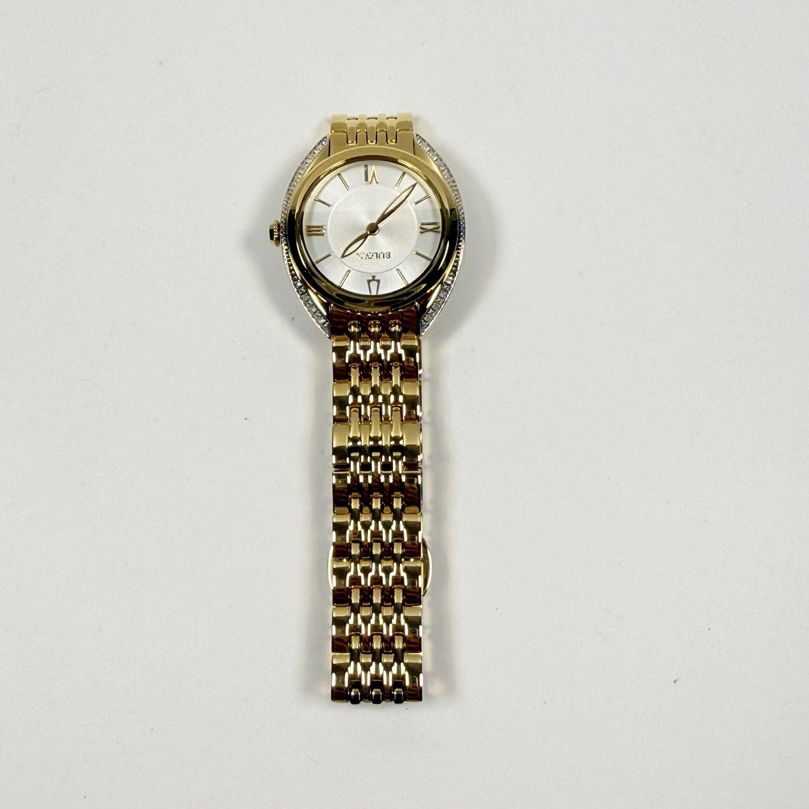 Bulova Classic 98R298 Diamond Accent White Dial Gold Stainless Women’s Watch