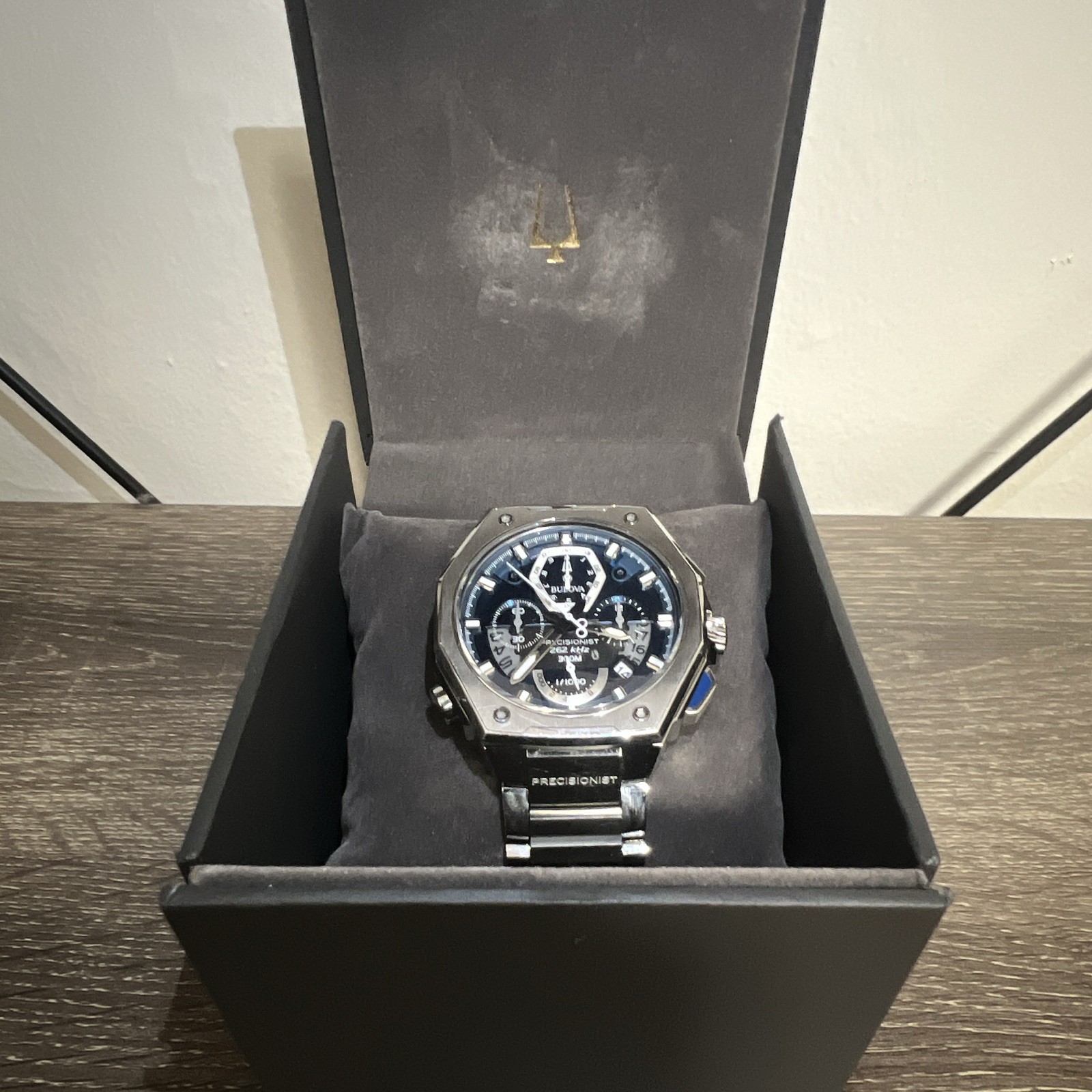 Men’s Bulova Precisionist Chronograph Watch with Blue Dial W/Box