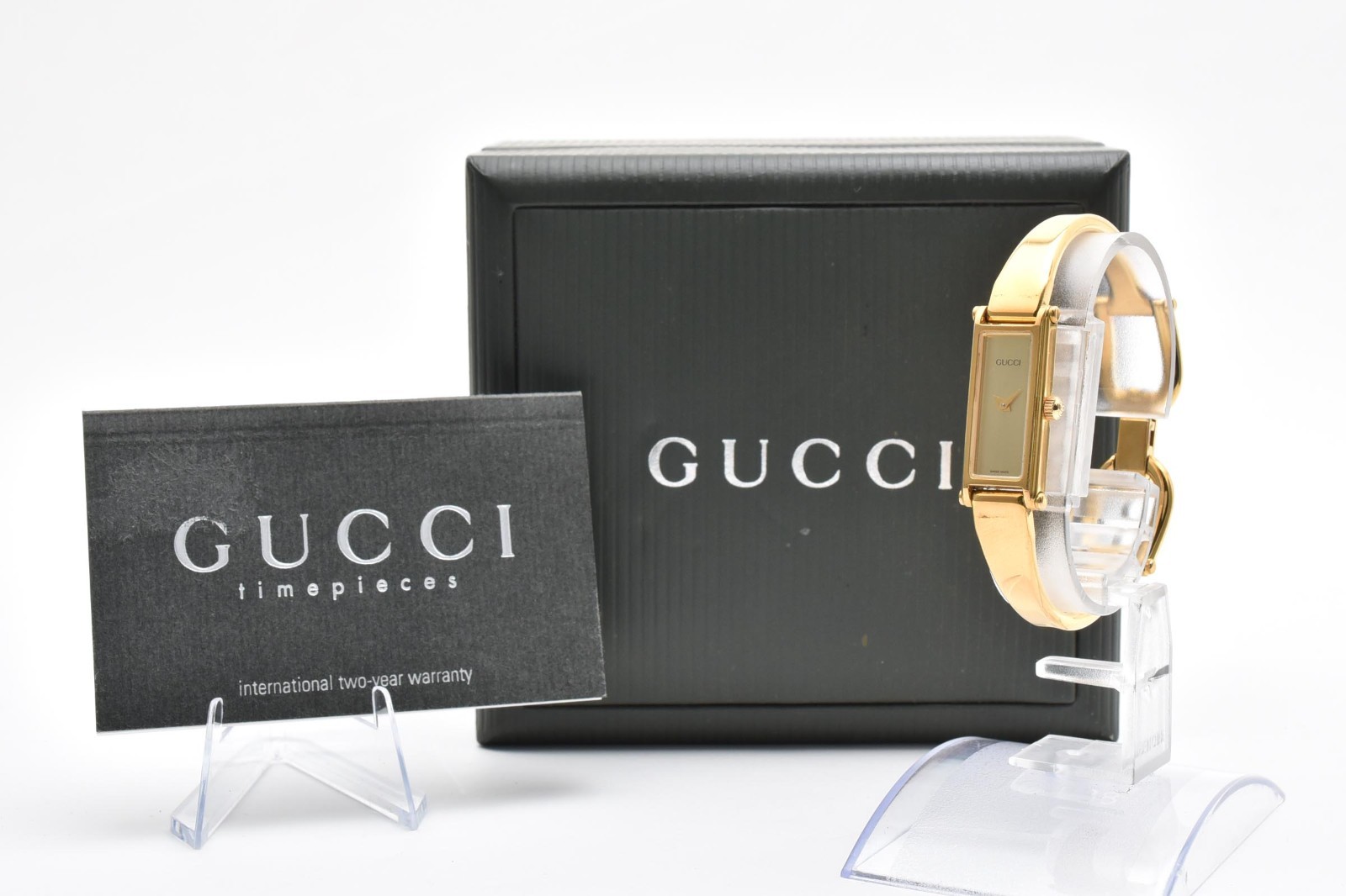 Vintage [N MINT /Box] Gucci 1500L Gold Dial 12mm Qz Bangle Watch Ladies JAPAN