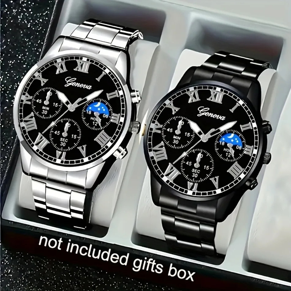 2pcs Luxury Men’s Quartz Watch Set, Business & Casual Wear – Ideal Gift for Back