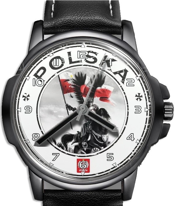Poland Polish Polska Flag Leather Strap Big Dial Gift Wrist Watch