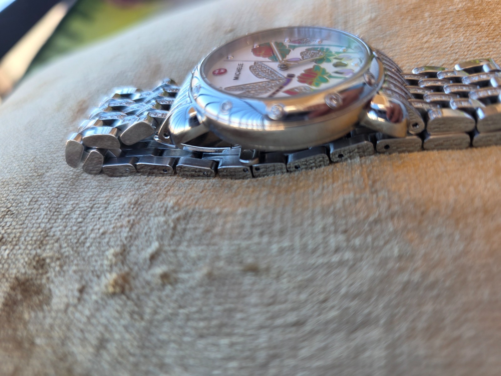 Michele Garden Party Watch-Dragonfly Original Stainless Steel Band, No Scratches