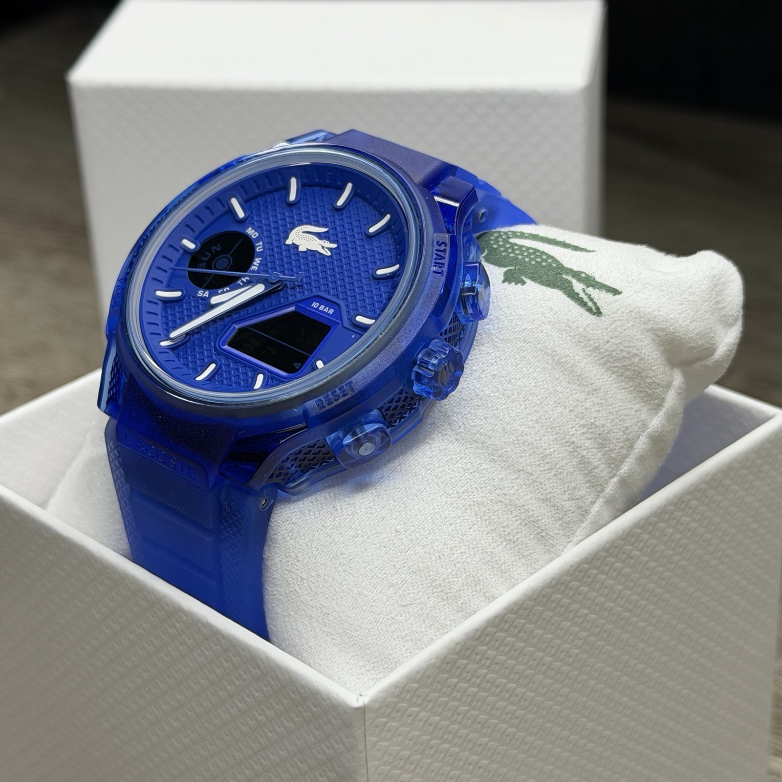 NEW✅ Lacoste LC33 Analog & Digital Blue Silicone Strap Men Watch 45mm 2011429