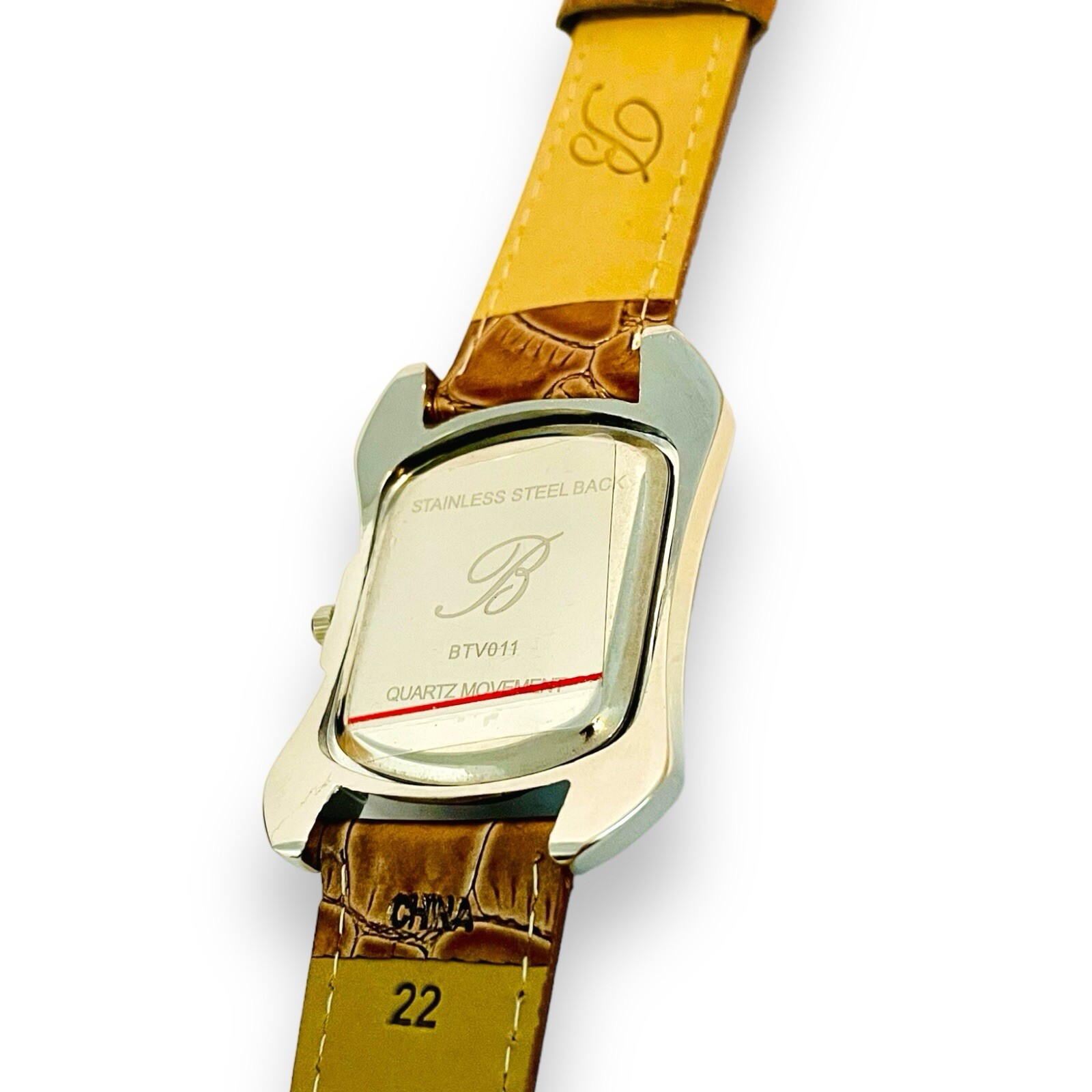 Women’s BURGI Watch Rhinestone Croc Emboss Leather Quartz Wrist Watch