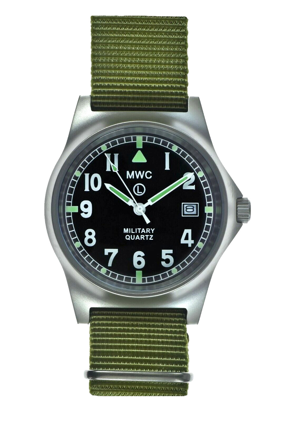 MWC G10LM Military Watch | 50m | Date Window | Screw Case Back | Olive Strap