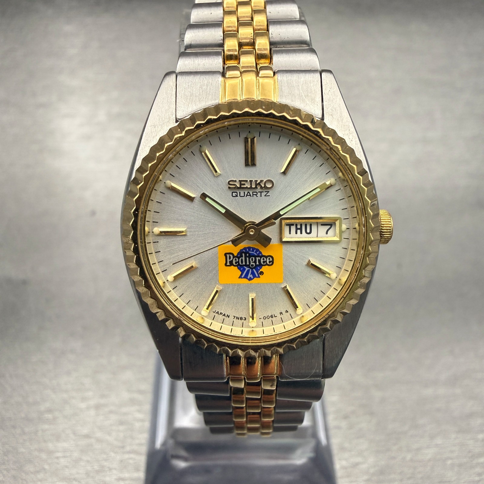 Seiko Watch Women 24mm Silver Dial Two Tone Daydate Round 7N83-0041 New Battery