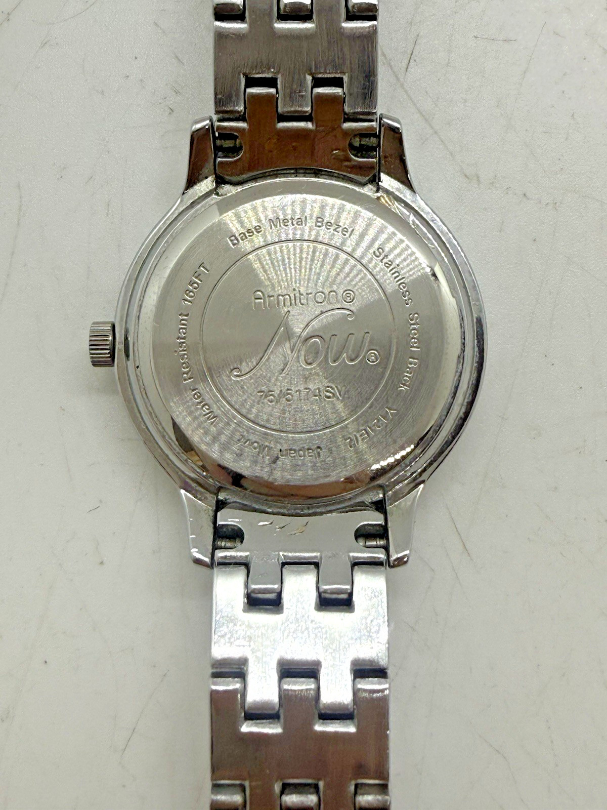Armitron Womens Round Watch Silver Tone Crystal Accents 75/5174SV Roman Numerals
