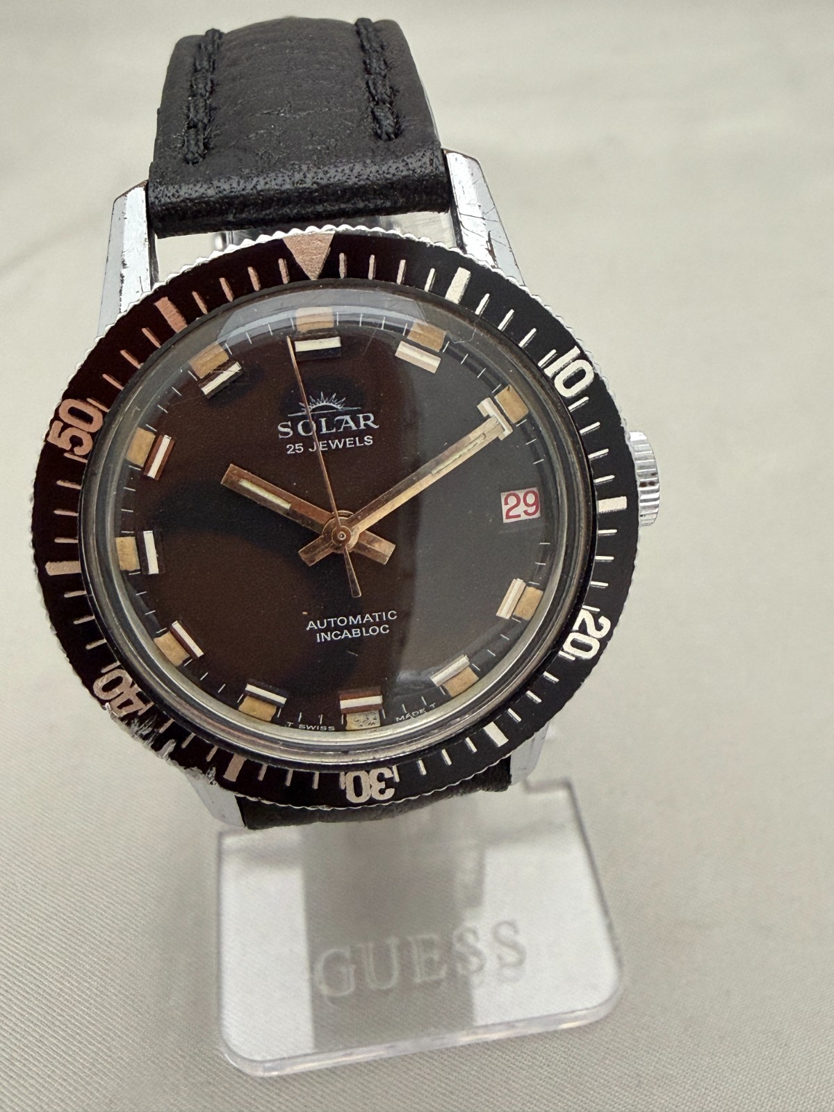 Gallet Solar Automatic 25 Jewel Swiss Vintage Diver Watch Swiss
