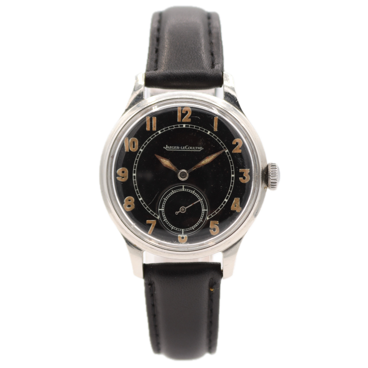 Vintage 33.5mm Jaeger LeCoultre Military Watch Mechanical Stainless Steel Black