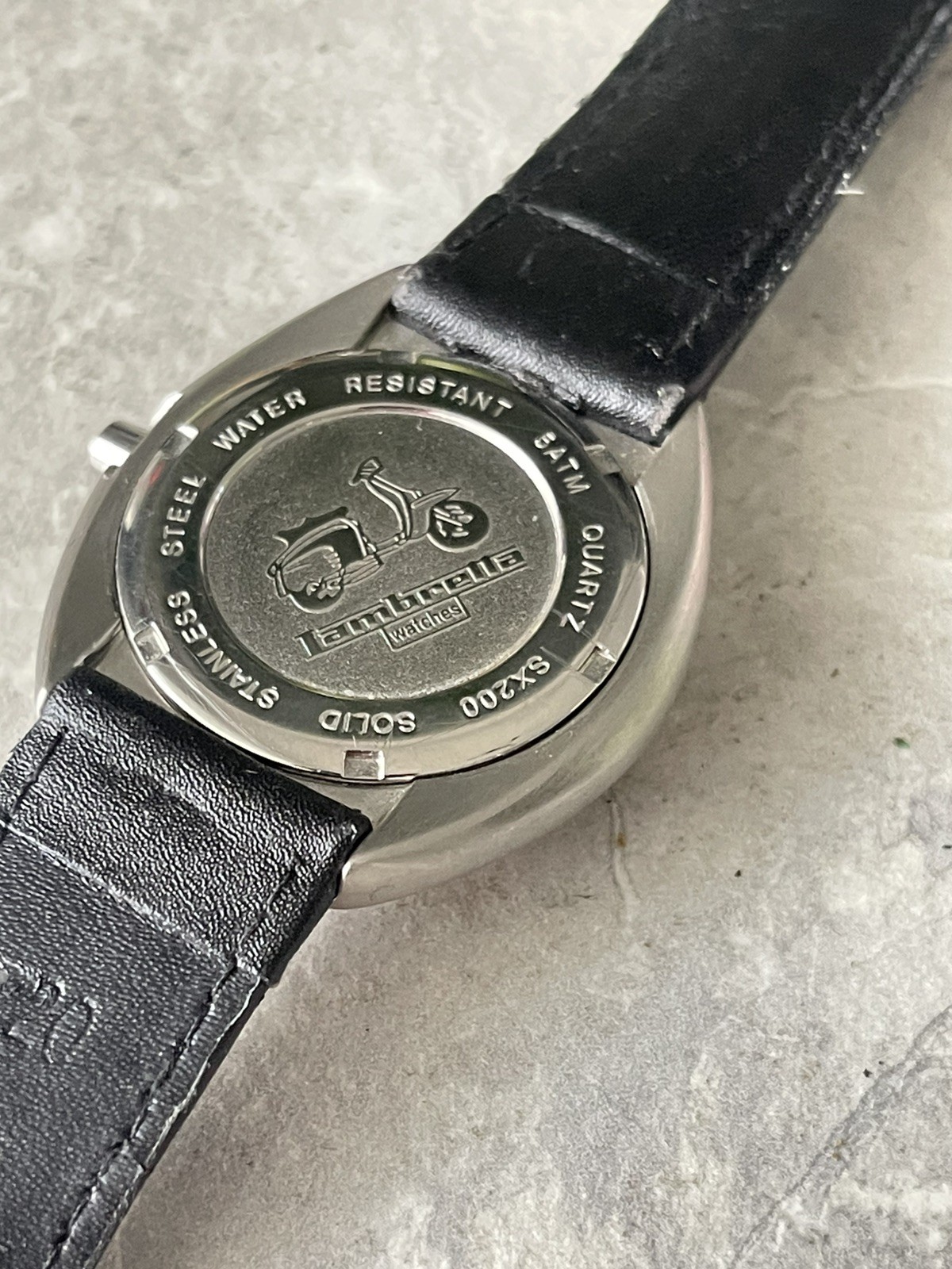 Lambretta Steel Watch Black & Red 5atm Black Leather Strap Milio Series 130