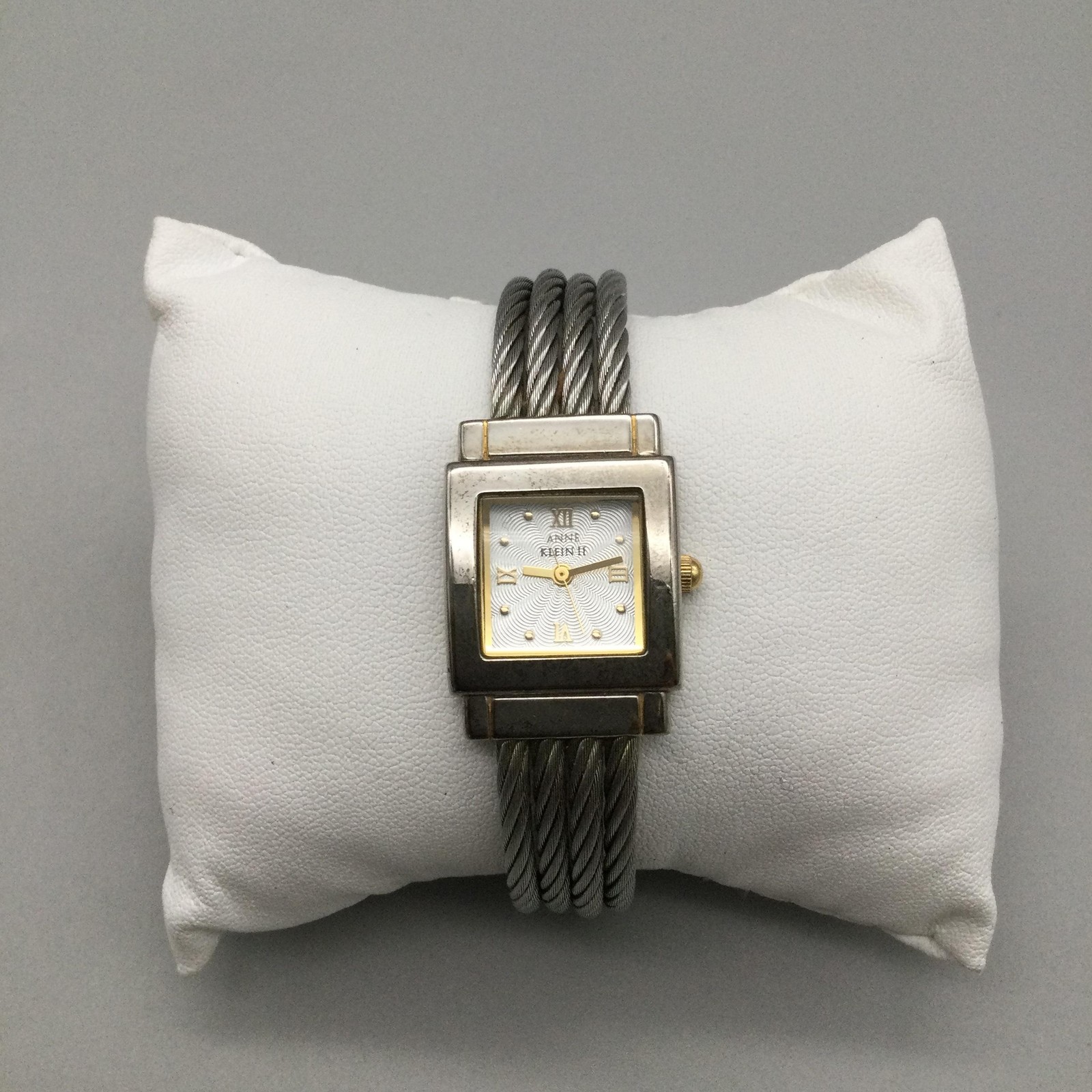 Anne Klein II Watch Womens 21mm Two-Tone Square Hinged Cuff New Battery