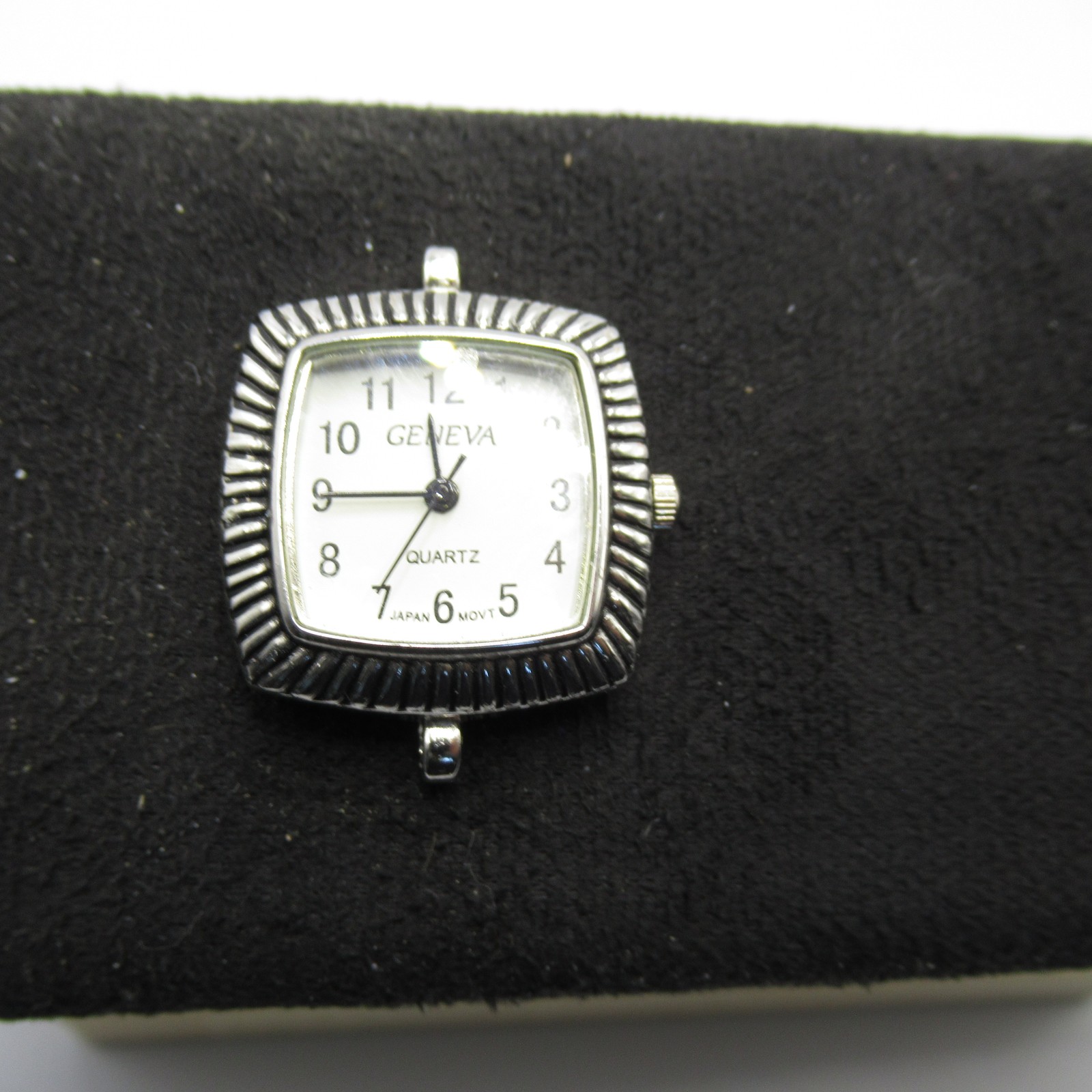 2x Geneva Quartz Watch Head Lot Silver Tone Round Square Japan Movt