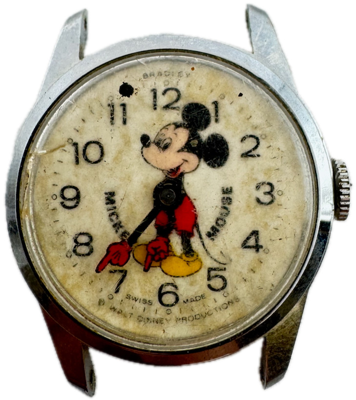 Vintage Bradley Mickey Mouse Men’s Mechanical Wristwatch EB 8800 Chrome Plated