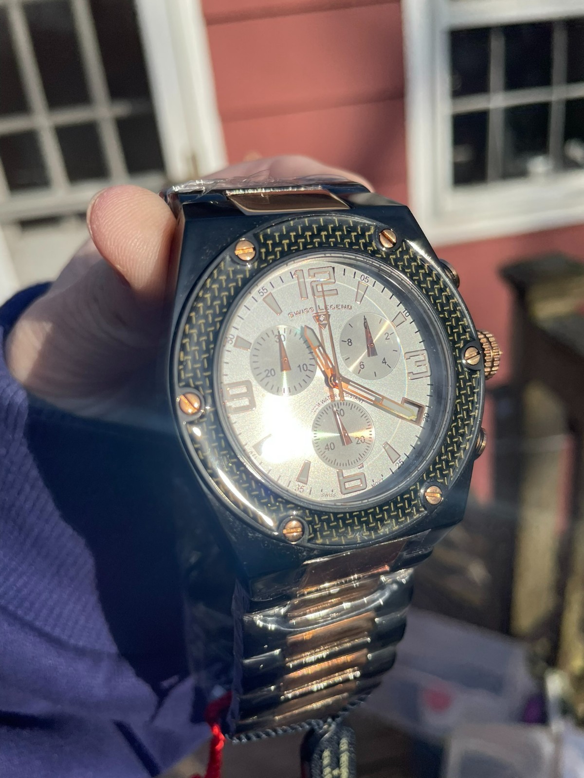 Swiss Legend Throttle Chronograph Black/Rose Gold Watch SL-40025-RB-22 NOS FULL