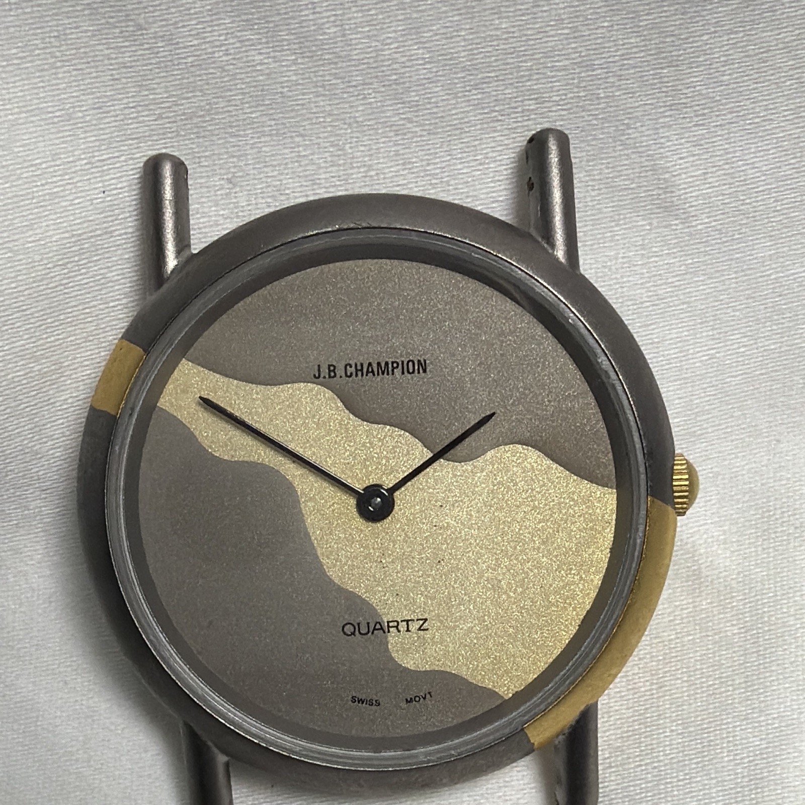 J.B. Champion Quartz Swiss Movement Two-Tone Round Analog SS Wristwatch