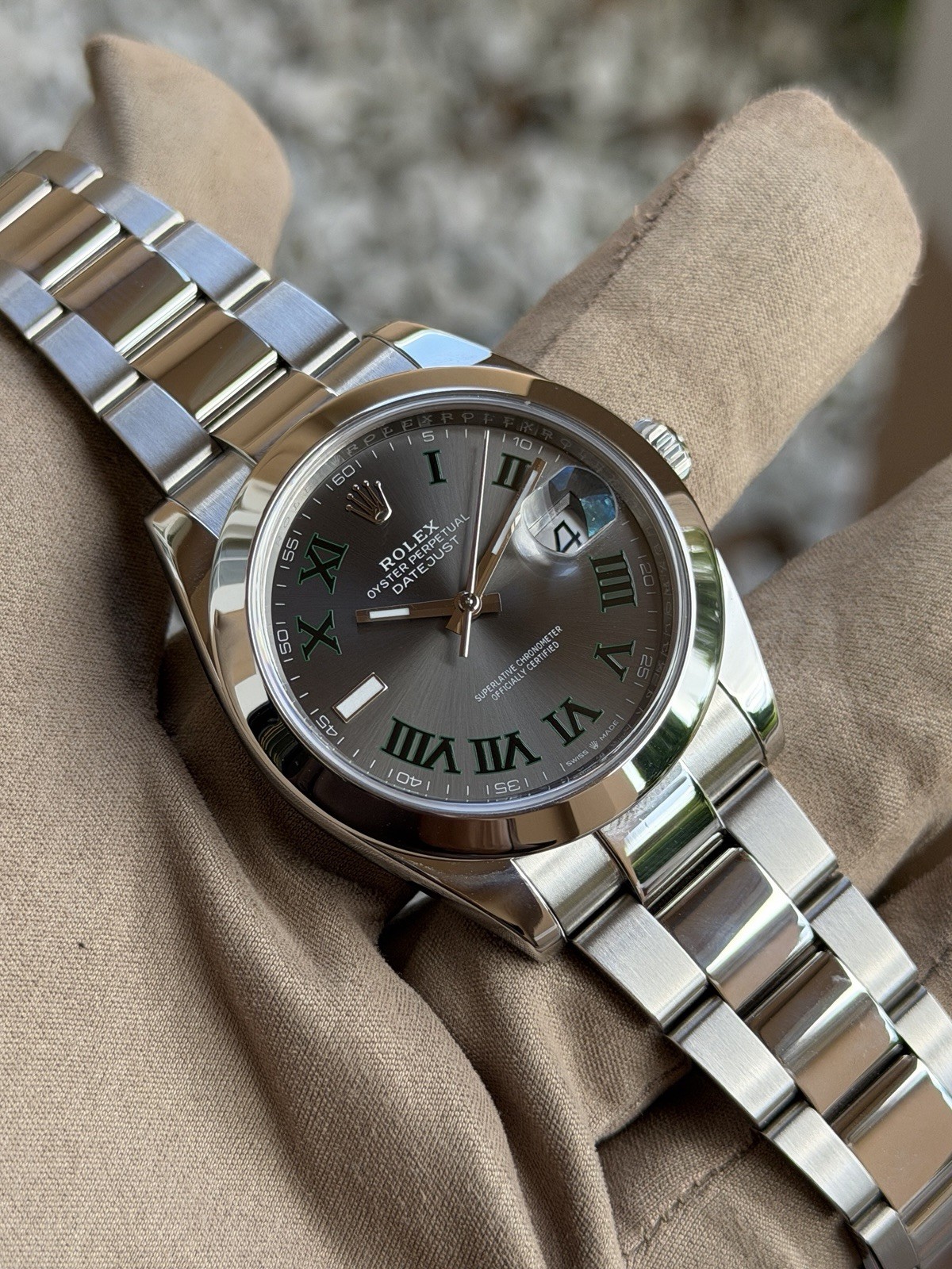 Rolex Datejust 41mm Wimbledon Gray Roman Dial Steel Oyster Stainless Steel