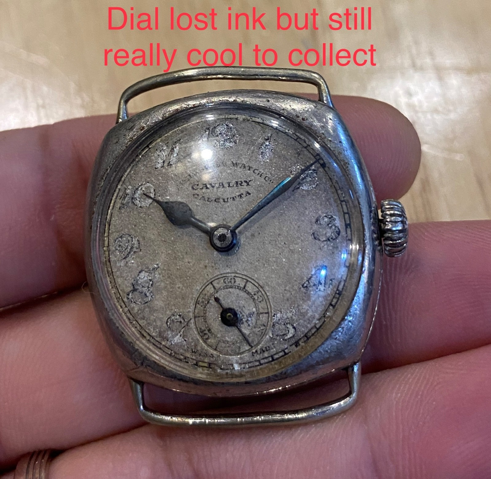 vintage early PAF Issued Anglo Swiss Watch Cushion Army Pakistan India PLS READ
