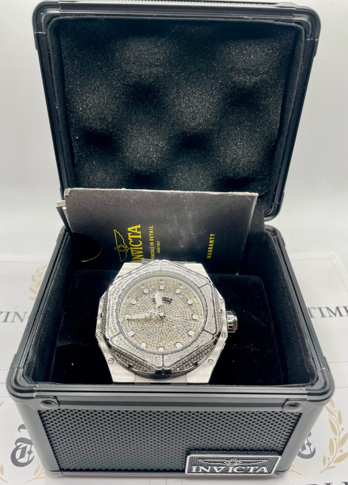 Invicta Reserve Carbon Hawk, 54.50mm, Stainless Steel 4.28ctw Pave Diamond 38943