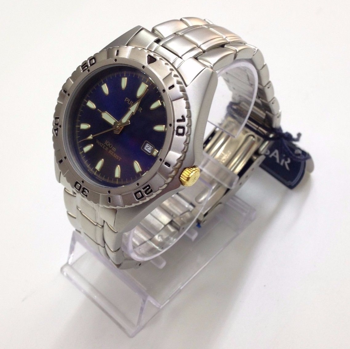 Pulsar Men’s PXD681X Silver Stainless Steel Blue Dial 100m Quartz Watch