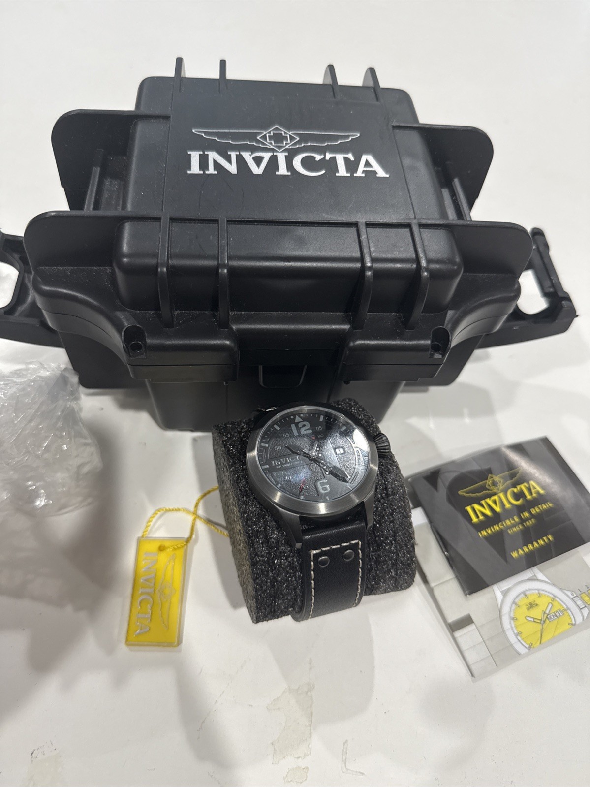 New Invicta I-Force Quartz Watch 45mm Gunmetal SS Leather #22186 Needs Battery