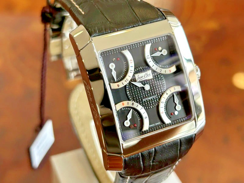 Jean d’Eve Quarta Automatic 927051NAAAK Retrograde Mens Watch Black Leather Box