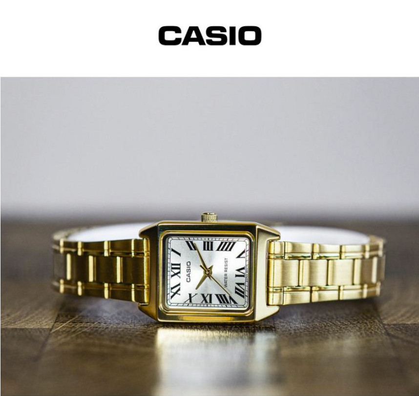 Casio LTP-V007G-9B Women Analog Watch Gold Tone Stainless Steel Roman Dial Dress
